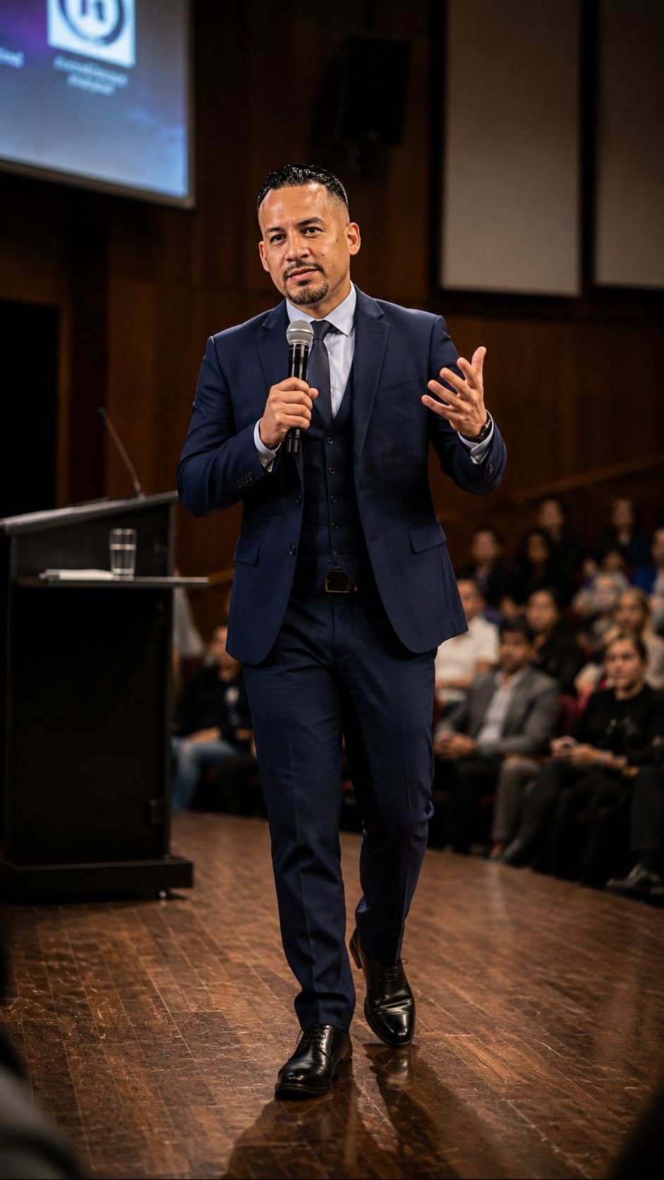 Braulio presentando ante una audiencia